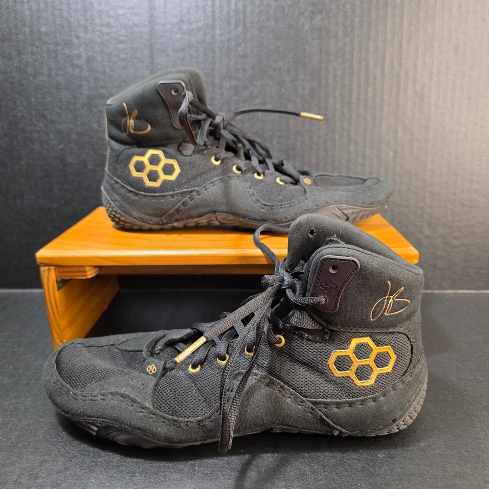 Rudis JB Alpha Wrestling Shoes Mens 8, Womens 9.5 Black Gold Jordan Burroughs